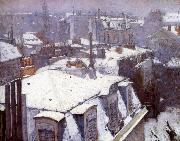 Gustave Caillebotte Snow-covered roofs in Paris oil painting on canvas